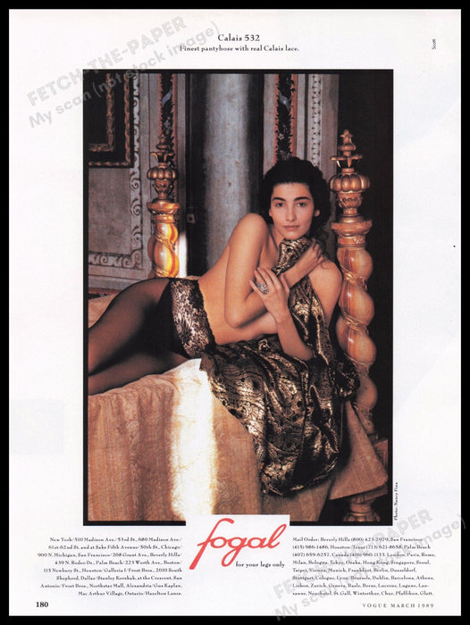 Fogal Hosiery 1980s Print Advertisement Ad 1989 Pantyhose Sexy Calais Fetch the Paper!