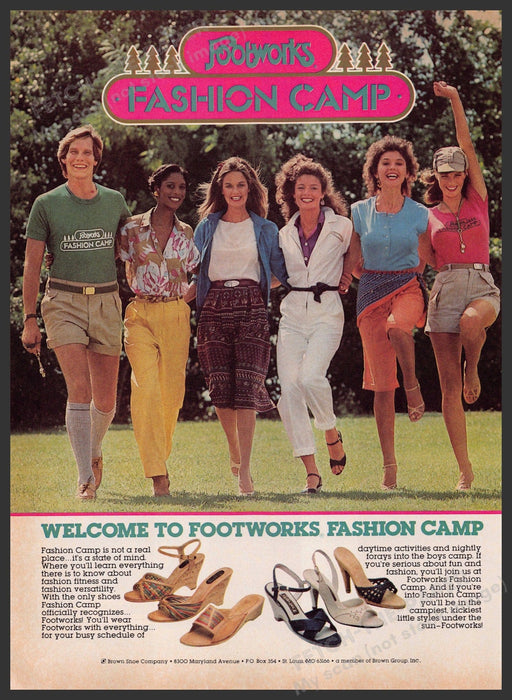 Footworks Shoes 1980s Print Ad 1982 Legs Fashion Camp Fetch-the-Paper