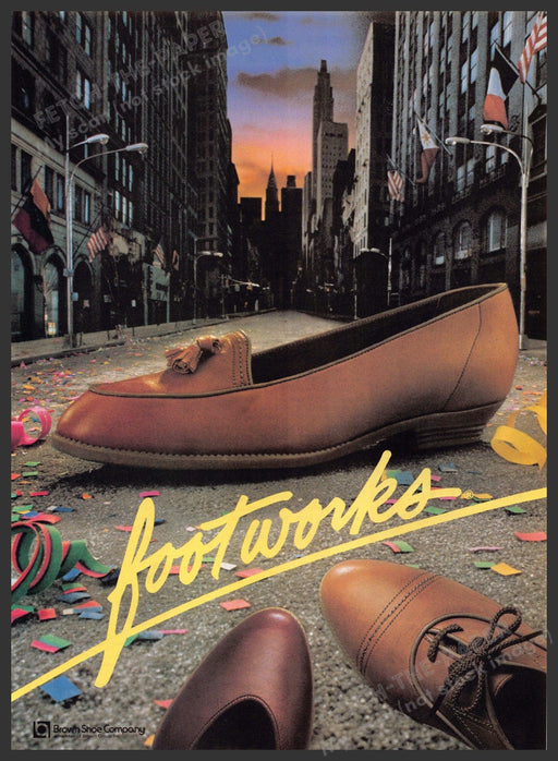 Footworks Shoes 1980s Print Advertisement 1982 City Street Fetch-the-Paper