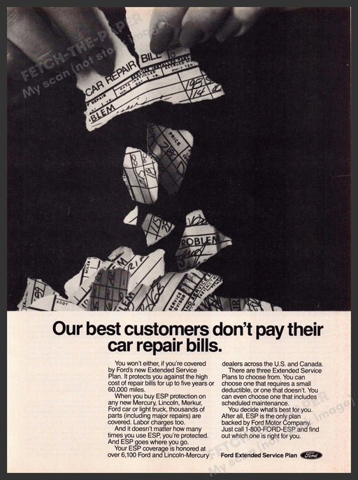 Ford 1980s Print Advertisement 1984 Car Repair Bills Extended Service Ford