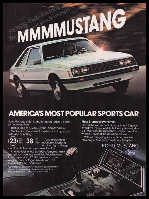 Ford Mustang Car 1980s Print Advertisement Ad 1980 "America's most popular" Fetch the Paper!