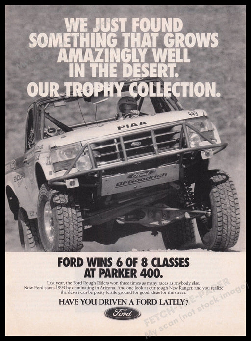 Ford Rough Riders New Ranger 1990s Print Advertisement Ad 1993 Parker 400 Fetch the Paper!
