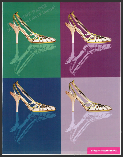 Fornarina Footwear 2000s Print Advertisement 2005 Colorful Quadrant Shoe Fetch-the-Paper