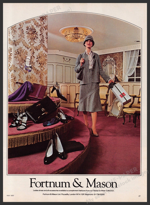Fortnum & Mason Shoes 1970s Print Advertisement Ad 1977 Fetch-the-Paper