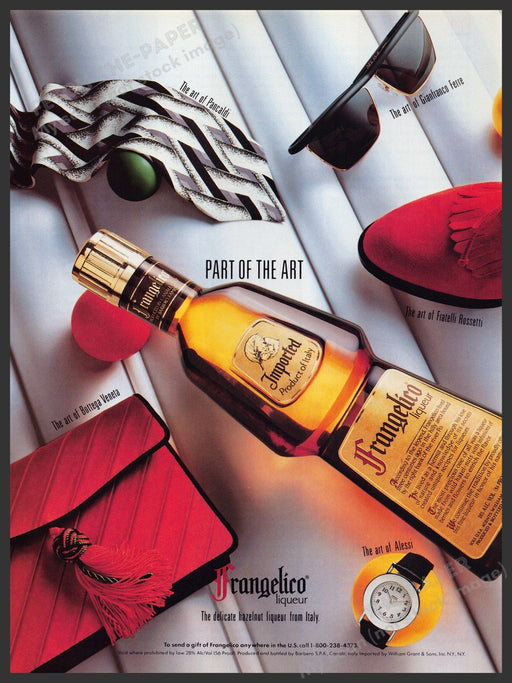 Frangelico Liqueur 1990s Print Advertisement Ad 1992 "Part of the Art" Fetch the Paper!