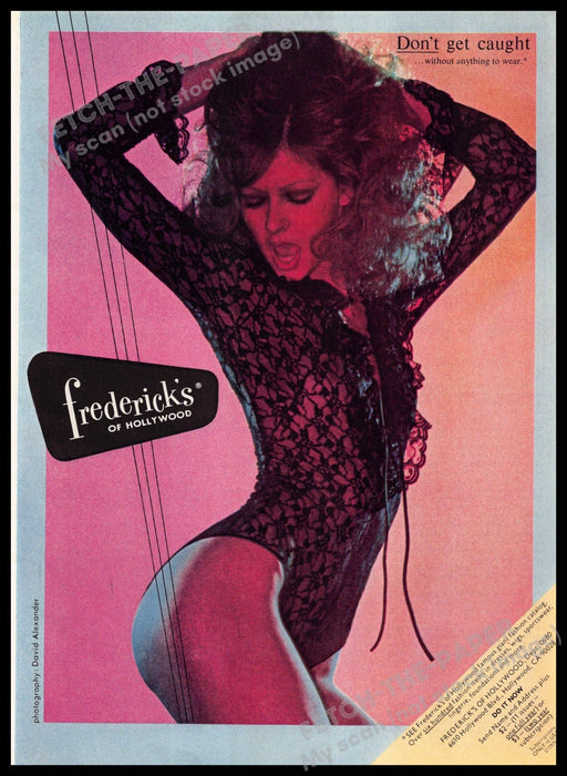 Frederick's of Hollywood 1970s Magazine Print Ad 1976 "Don't get caught" Frederick's of Hollywood