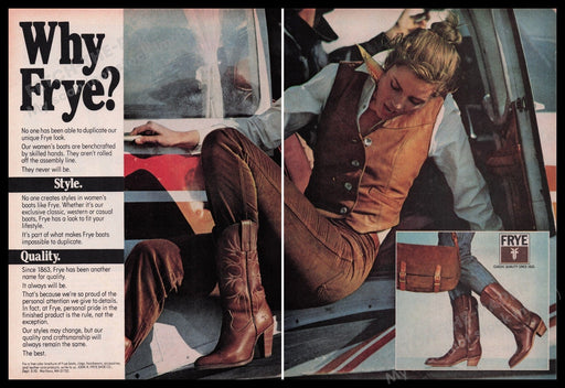 FRYE Cowboy Boots 1980s Print Advertisement (2 pages) 1980 Fetch the Paper!
