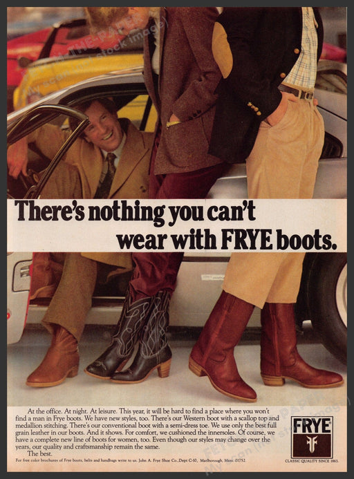 Frye Men's Cowboy Boots Car Show 1970s Print Advertisement Ad 1979 Fetch-the-Paper