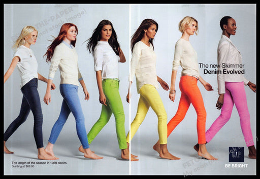 Gap "Be Bright" 2010s Print Advertisement (2 page) 2013 Girls Legs Rainbow Jeans Gap