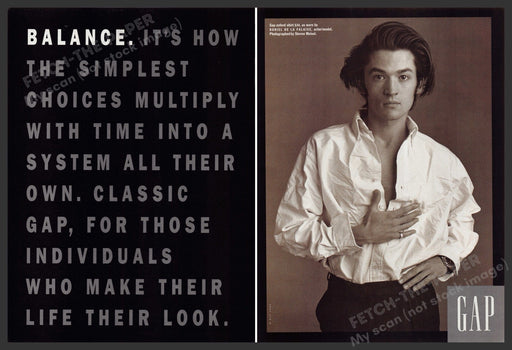 Gap Daniel de la Falaise 1990s Print Advertisement (2 Pg) 1992 Actor Fetch-the-Paper