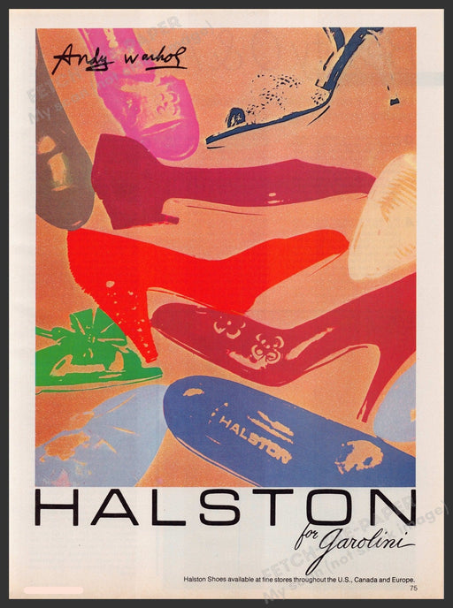 Garolini Halston Shoes Andy Warhol 1980s Print Advertisement Ad 1981 Fetch-the-paper.com
