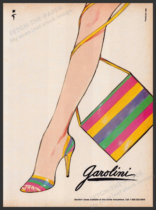 Garolini Shoes 1980s Print Advertisement 1986 Leg Illustration Fetch-the-Paper