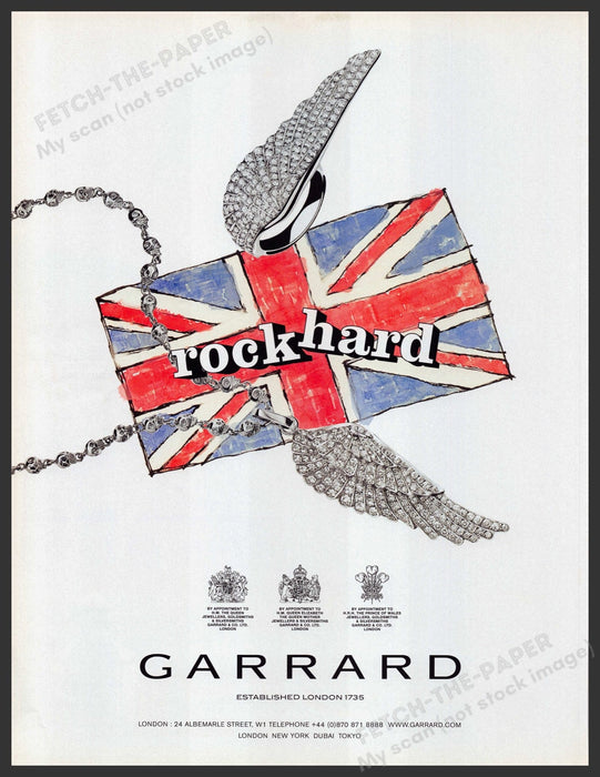 Garrard Rock Hard Jewelry 2000s Print Advertisement 2005 London Union Jack Fetch-the-Paper