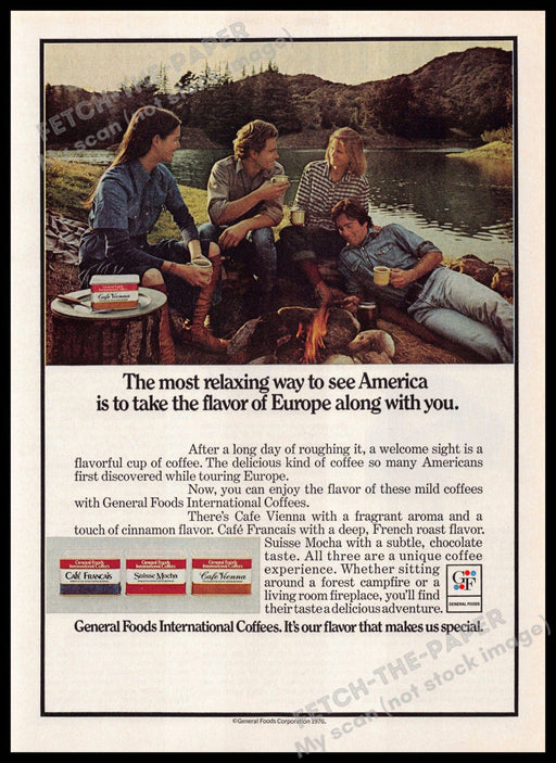 General Foods International Coffees 1970s Magazine Print Ad 1976 Traveling General Foods International
