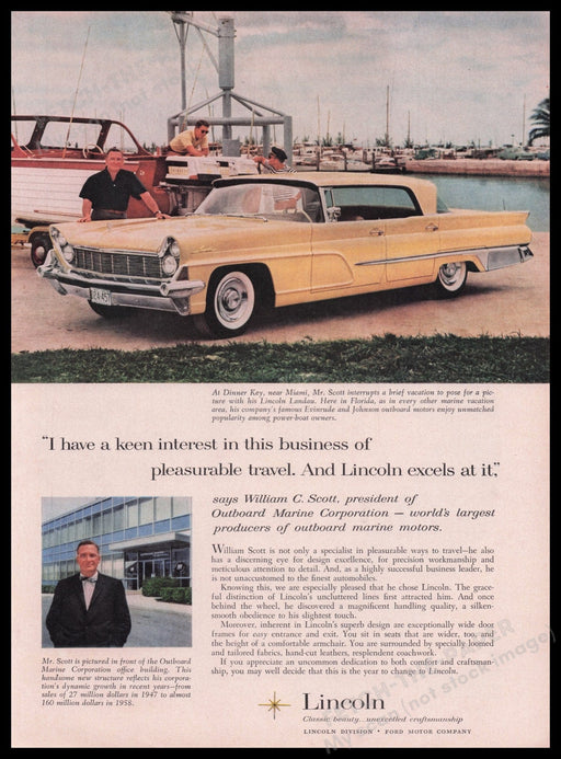 General Motors Lincoln Landau Car 1950s Print Advertisement Ad 1959 Fetch the Paper!