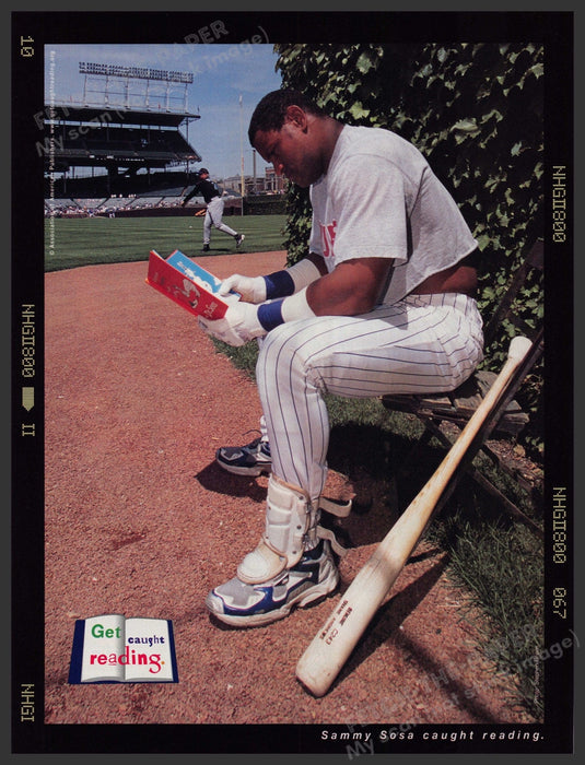 Get Caught Reading Program Sammy Sosa 1990s Print Advertisement Ad 2002 Fetch the Paper!