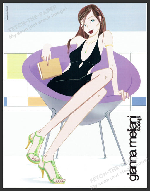 Gianna Meliani Shoes 2000s Print Advertisement 2005 Illustration Long Legs Fetch-the-Paper