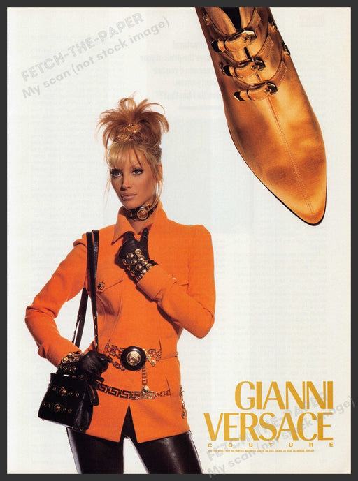 Gianni Versace Couture Christy Turlington 1990s Print Advertisement 1992 Fetch-the-Paper