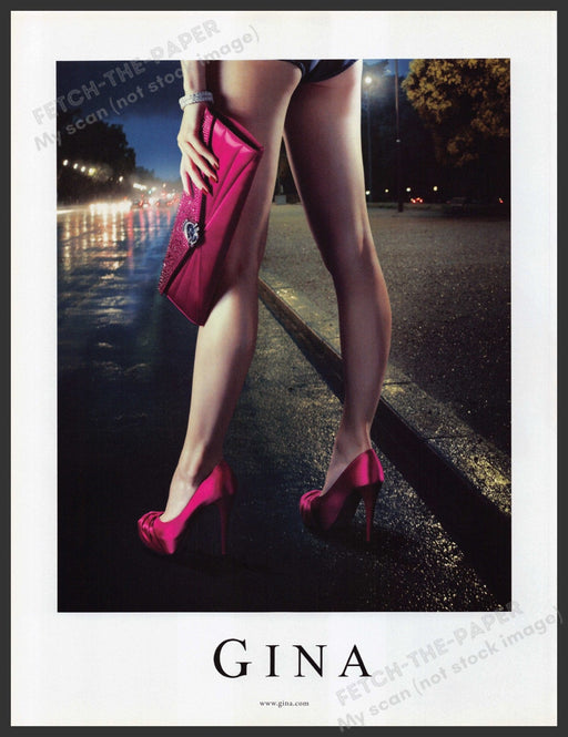 Gina Shoes 2010s Print Advertisement Ad 2010 Legs Heels Night Traffic Road Fetch-the-Paper