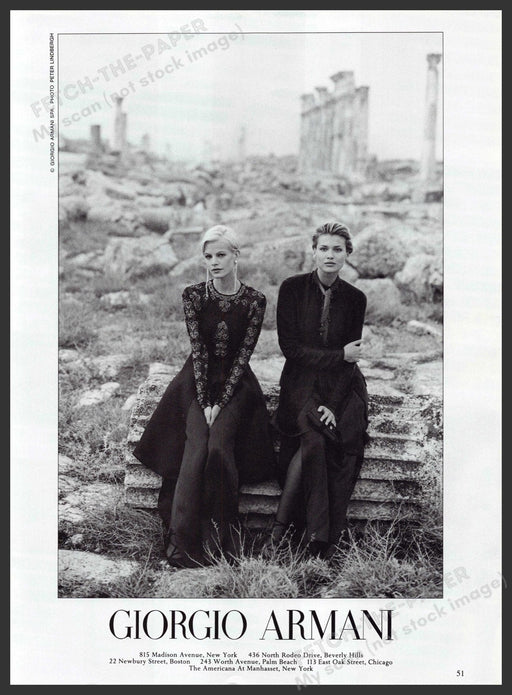 Giorgio Armani 1990s Print Advertisement 1994 Greece Ruins Models Fetch-the-Paper