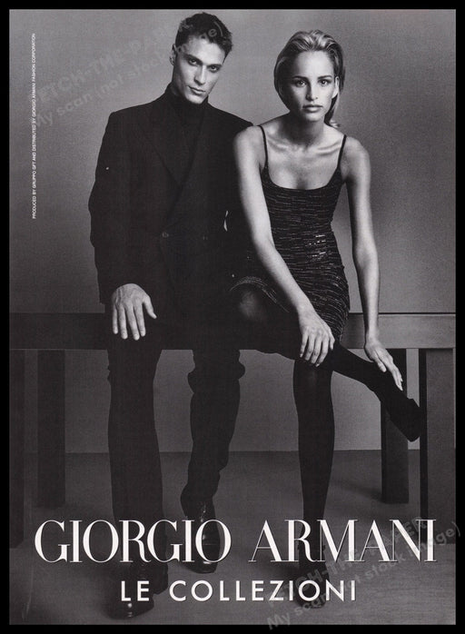 Giorgio Armani 1990s Print Advertisement Ad 1997 Le Collezioni Sexy Models Fetch the Paper!