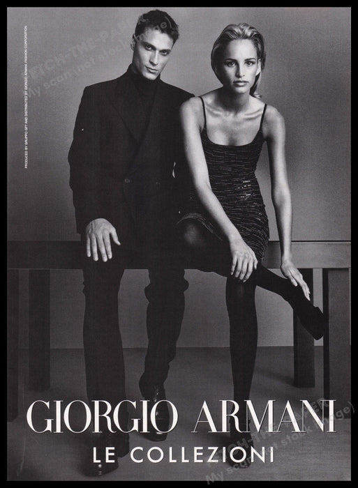 Giorgio Armani 1990s Print Advertisement Ad 1997 Le Collezioni Sexy Models Fetch the Paper!
