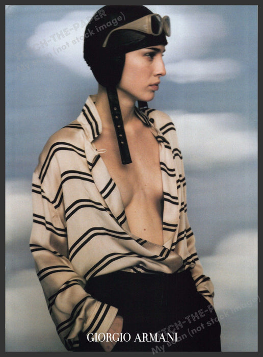 Giorgio Armani 2000s Print Advertisement 2002 Female Pilot Open Shirt Clothing Fetch-the-Paper