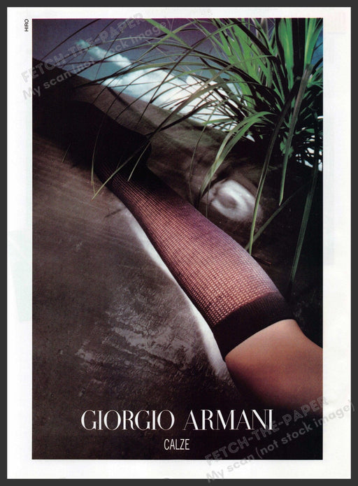 Giorgio Armani Calze 1990s Print Advertisement 1994 Leg Knee High Stocking Fetch-the-Paper