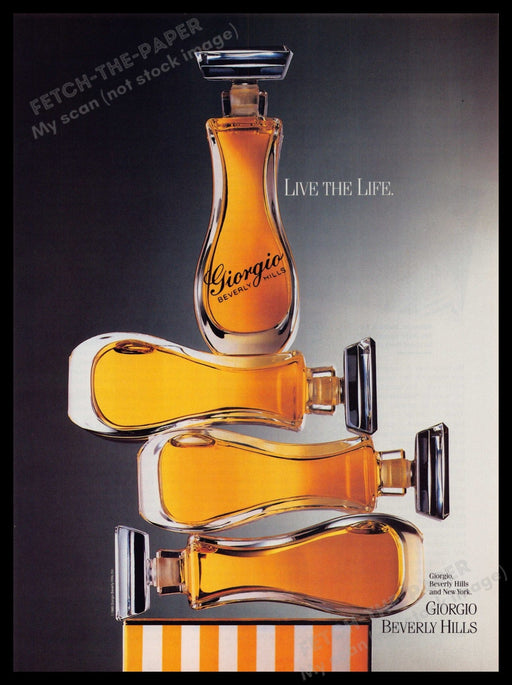 Giorgio Beverly Hills Perfume 1980s Print Advertisement Ad 1989 "Live the life" Fetch-the-Paper