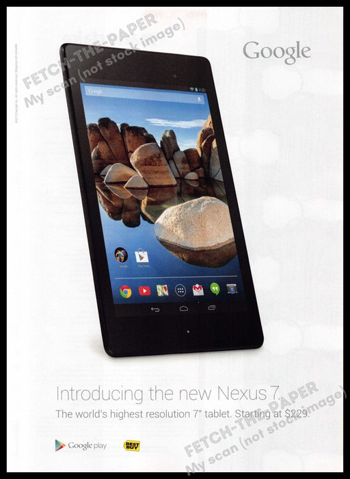 Google Nexus 7 2010s Magazine Print Advertisement 2013 (NOT the product) Google Nexus 7