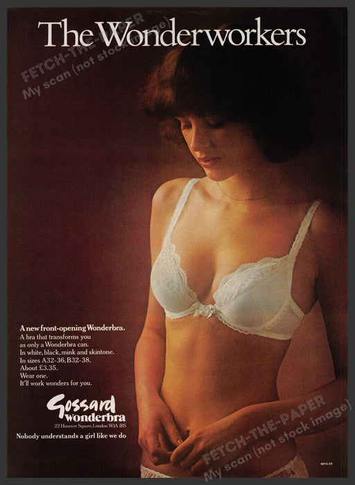 Gossard Wonderbra Wonderworkers Bra 1970s Print Advertisement Ad 1977 Lingerie Fetch-the-Paper