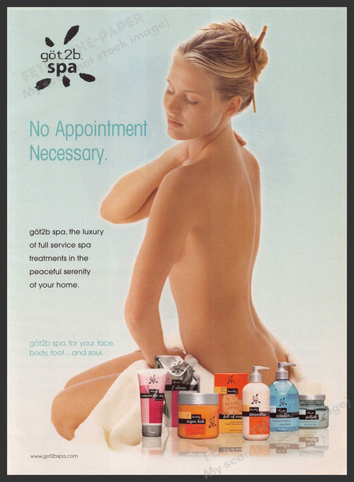 got 2b Spa 2000s Print Advertisement 2003 Bare Body Luxury Serenity Fetch-the-Paper