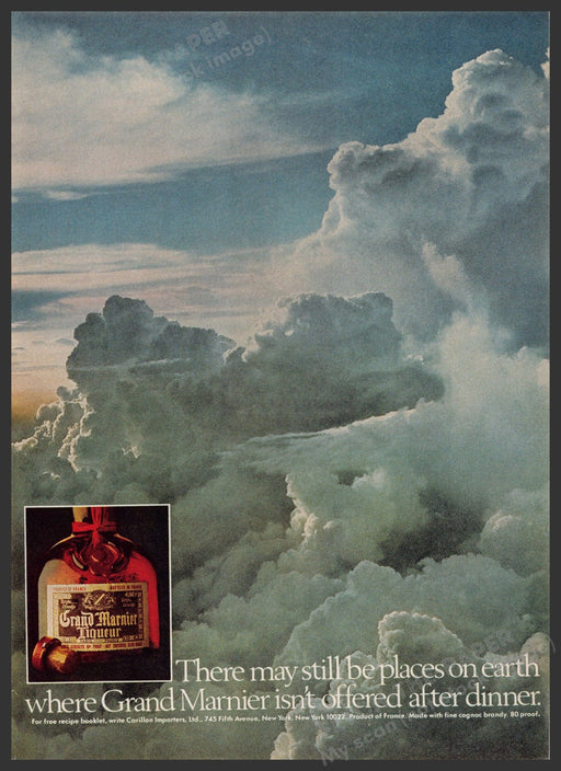 Grand Marnier Liqueur 1970s Print Advertisement 1979 In the Clouds Fetch-the-Paper