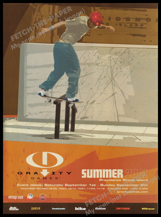 Gravity Games Skateboarder T.V. Show Athletes 2000s Print Advertisement Ad 2001 Gravity Games