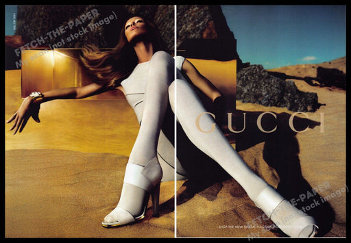 Gucci 2010s Print Advertisement (2 pages) 2010 Legs White Tights Desert Sand Fetch-the-Paper