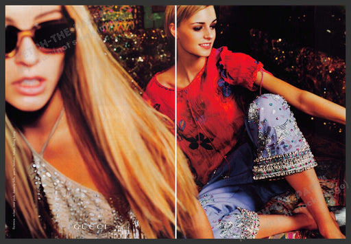 Gucci Liisa Winkler 1990s Print Ad (2 page) 1999 Fashion Photo Shoot Fetch-the-Paper