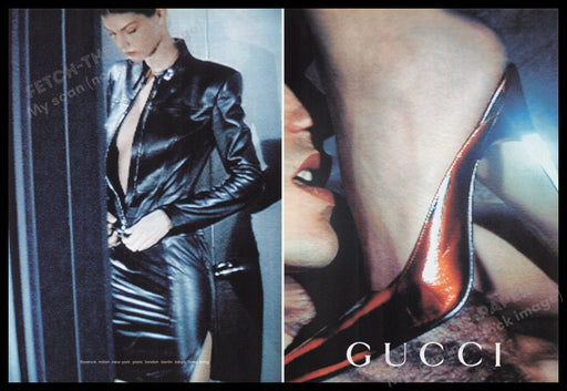 Gucci Shoes 1990s Print Advertisement (2 pages) 1997 Kissing Feet Fetch the Paper!