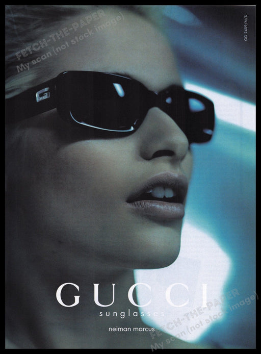 Gucci Sunglasses 1990s Print Advertisement Ad 1998 Sexy Model Fetch the Paper!