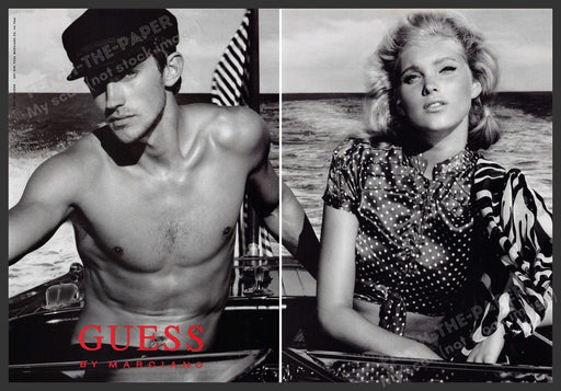 Guess 2000s Print Advertisement (2 page centerfold) 2007 Elsa Hosk Wooden Boat Fetch-the-Paper