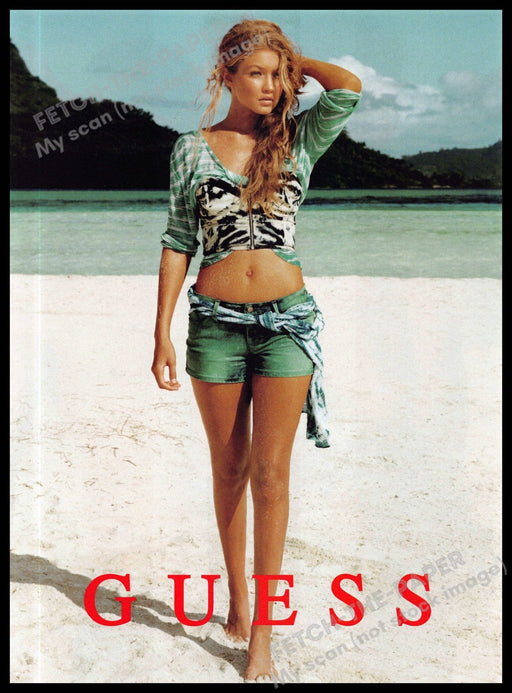 Guess 2010s Magazine Print Ad 2013 Legs Bora Bora White Sand Gigi Hadid Sexy Guess