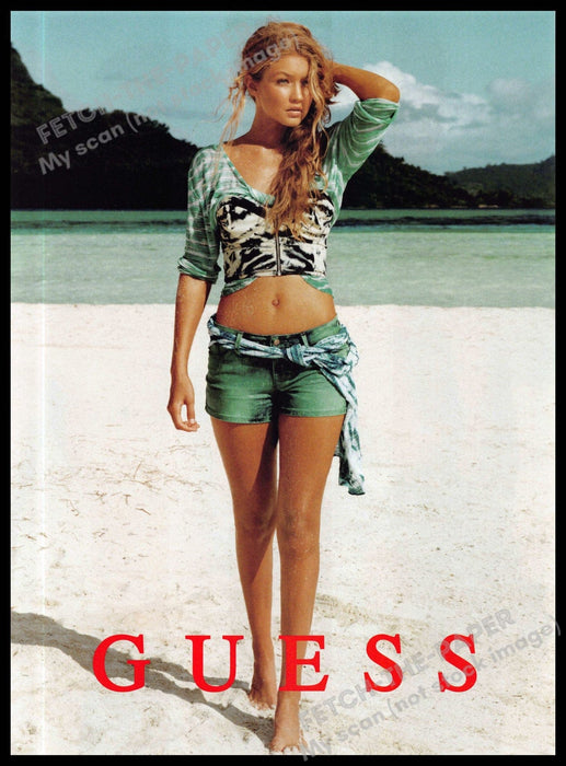 Guess 2010s Magazine Print Ad 2013 Legs Bora Bora White Sand Gigi Hadid Sexy Guess