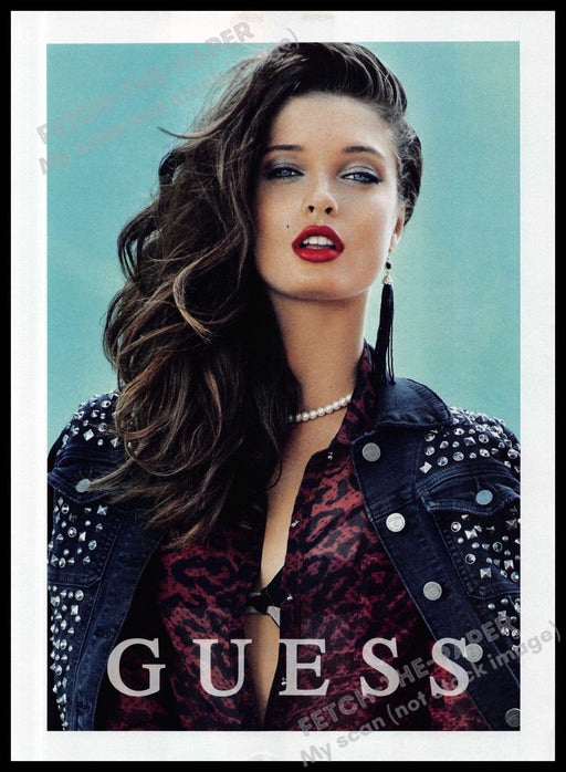 Guess 2010s Magazine Print Ad 2013 Sandrah Hellberg Mole Sexy Brunette Guess