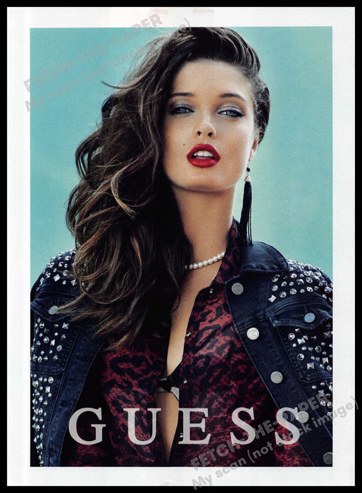 Guess 2010s Magazine Print Ad 2013 Sandrah Hellberg Mole Sexy Brunette Guess