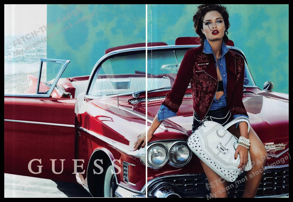 Guess 2010s Print Ad (2 page) 2013 Sandrah Hellberg Red Convertible Guess