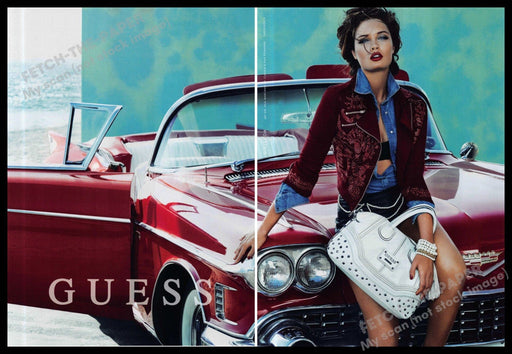 Guess 2010s Print Ad (2 page) 2013 Sandrah Hellberg Red Convertible Guess
