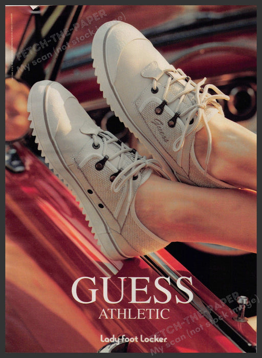 Guess Athletic Shoes 1990s Print Advertisement Ad 1995 Car Lady Foot Locker Fetch-the-Paper