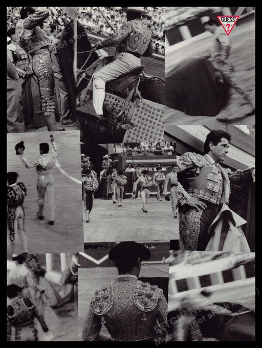 Guess by Georges Marciano Matador 1980s Print Advertisement Ad 1987 Collage Fetch-the-Paper