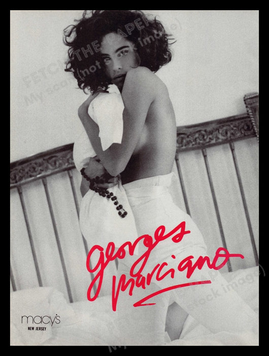 Guess by Georges Marciano Patty Sylvia 1980s Print Advertisement Ad 1987 Bed Fetch-the-Paper