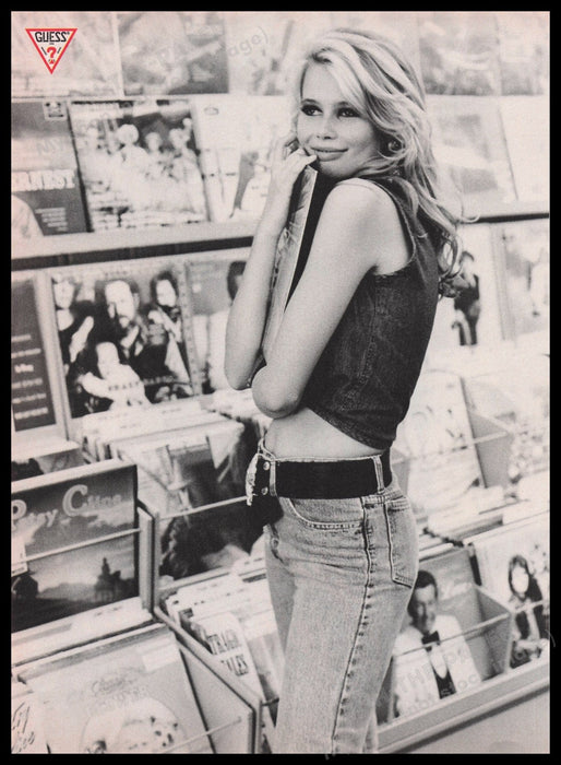 Guess by Marciano Claudia Schiffer 1980s Print Advertisement Ad Front Back 1989 Fetch the Paper!