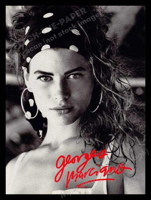 Guess Carrie Otis Cameron Alborzian 1980s Print Advertisement 1989 Front / Back Fetch-the-Paper